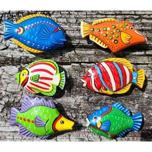 New York Tropical Fish Button Covers Set of 6 Colorful Resin Nautical